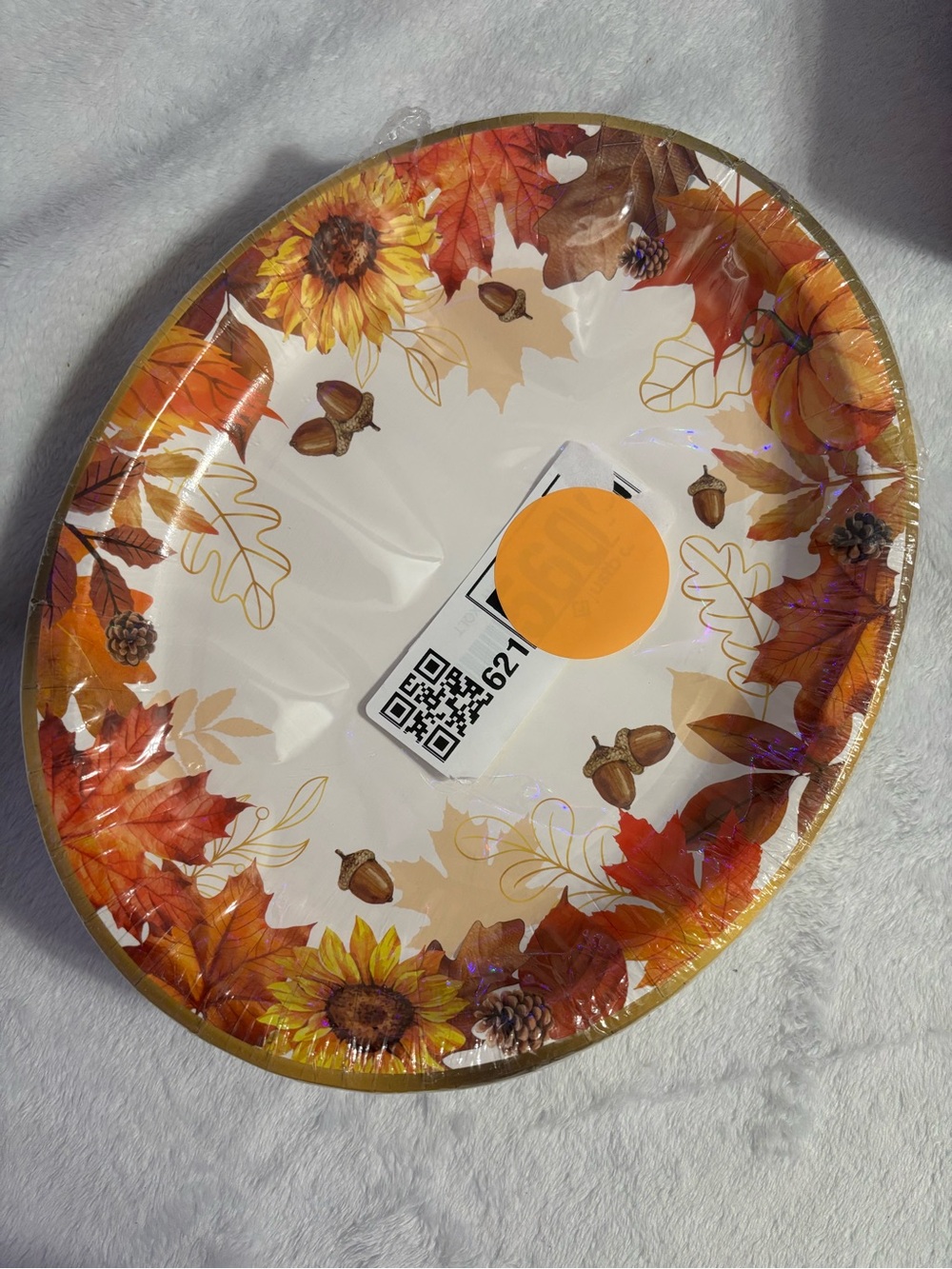 Fall Harvest Paper Plates Floral & Leaf Pattern